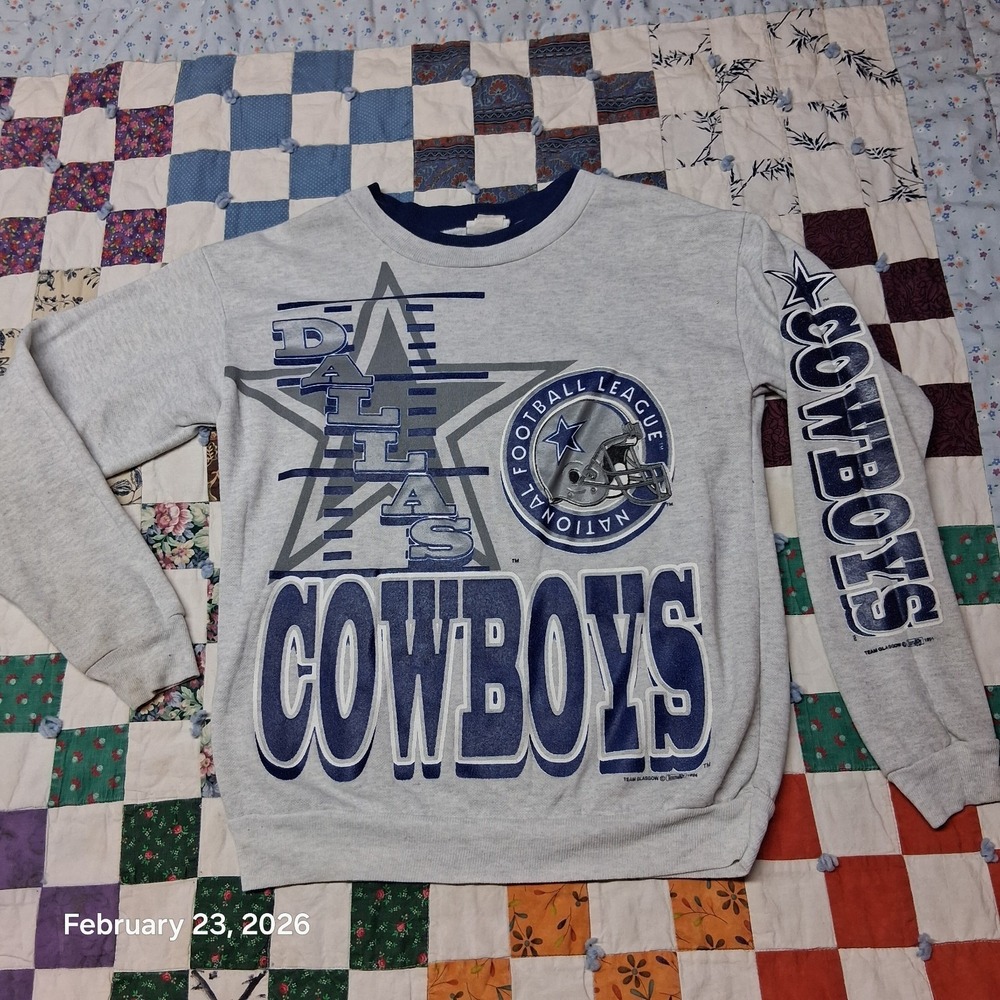 Vintage Dallas Cowboys Sweatshirt Youth 14 16‎ Size Large Gray 1991